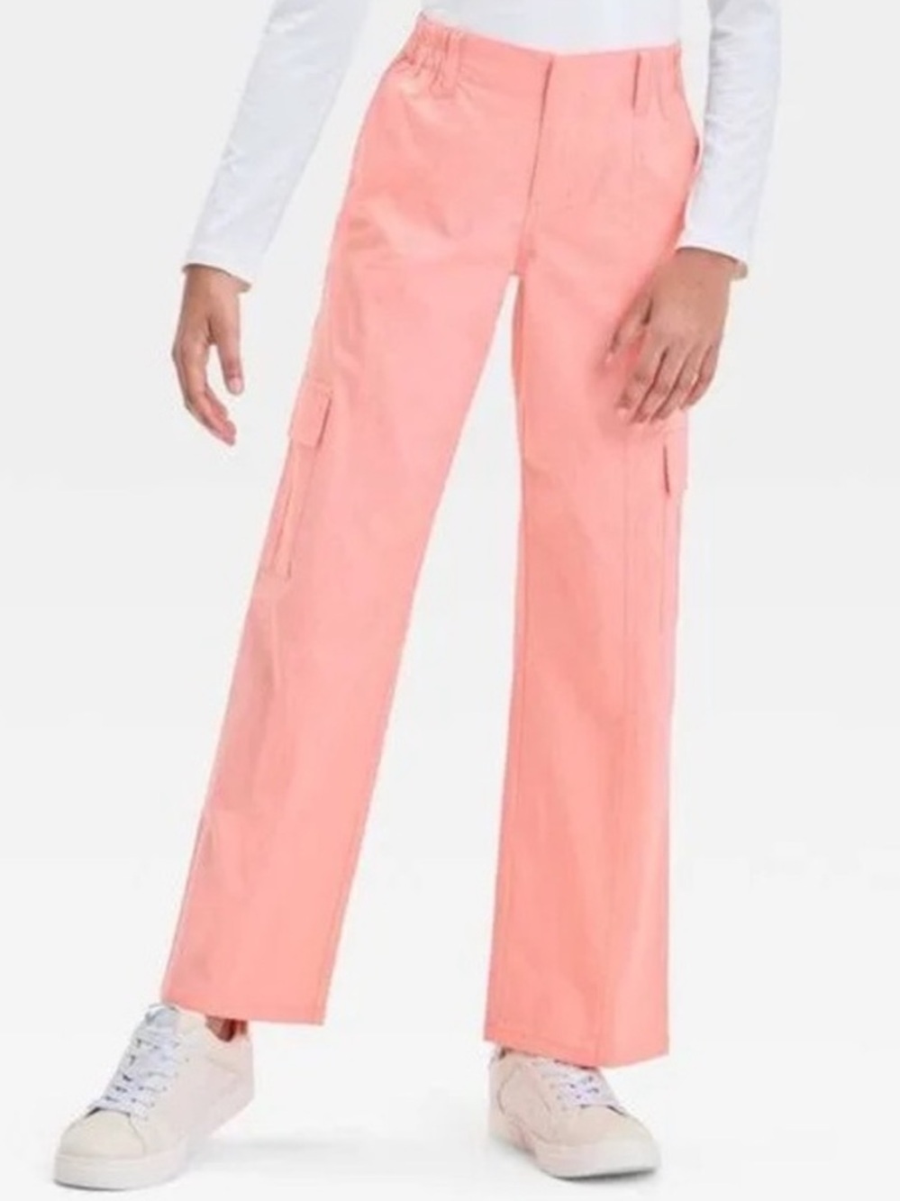 Art Class Girls' Straight Leg Cargo Pants - Pom Pom Pink